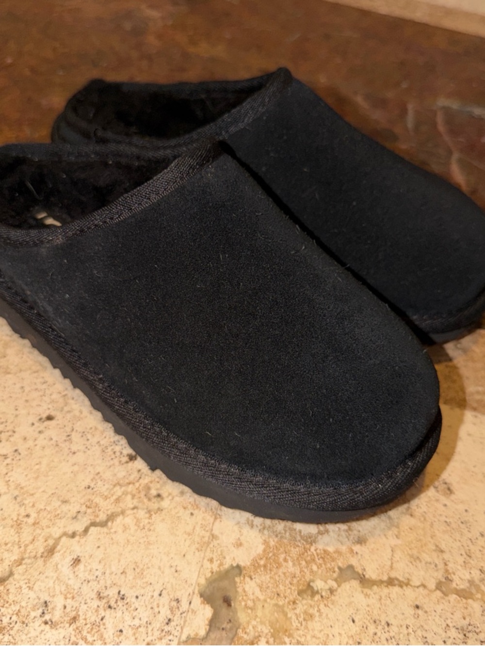 UGG Black Shearling-Trim Slip-On Shoe